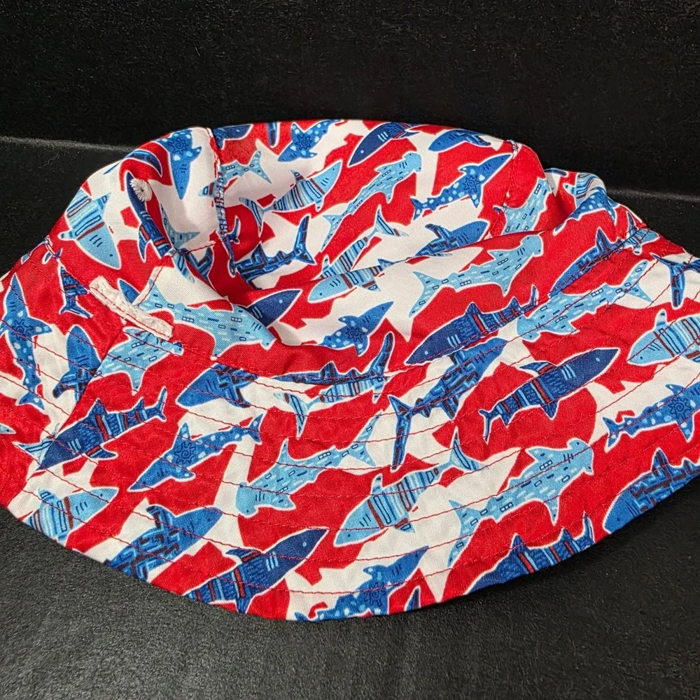 UV Skinz Toddler‎ Reversible Bucket Hat Blue Shark Print OSFM